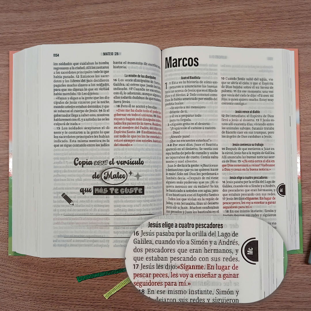 Biblia Ora Conmigo Traducción Lenguaje Actual – Tapa Dura Colores, Palabras de Jesús en Rojo, Letra 12 Puntos