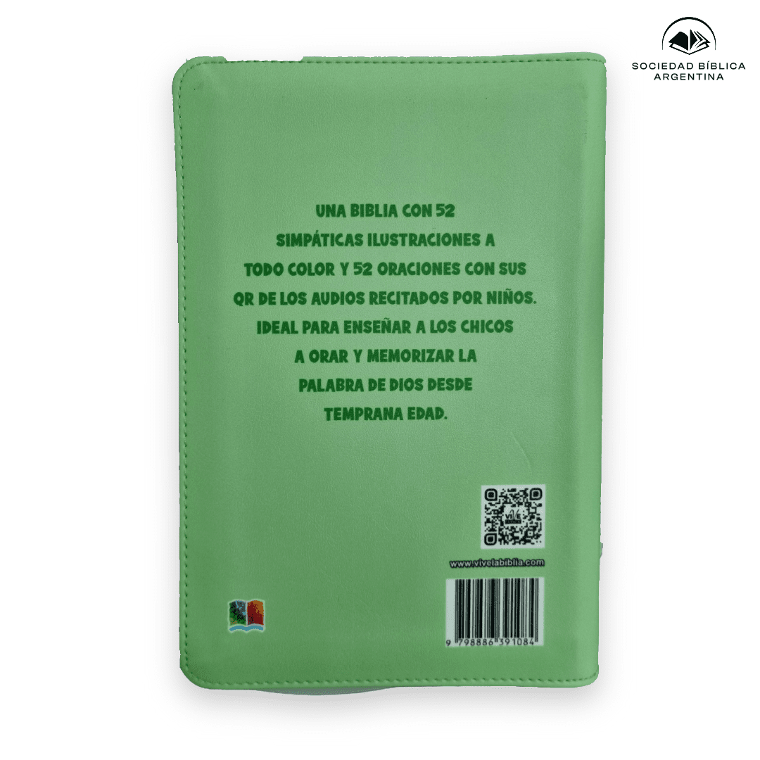 Biblia Traducción en Lenguaje Actual Letra Grande Con Cierre Ora Conmigo Verde 13,5 x 21 cm