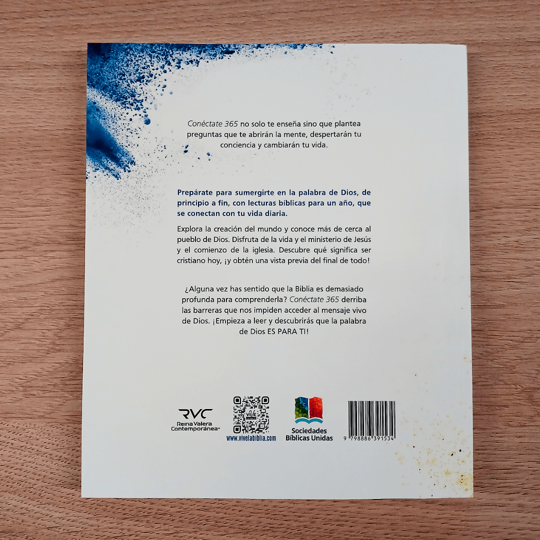 Biblia Conéctate 365 Devocional Reina Valera Contemporánea Blanco – Tapa Blanda, Letra 9 Puntos