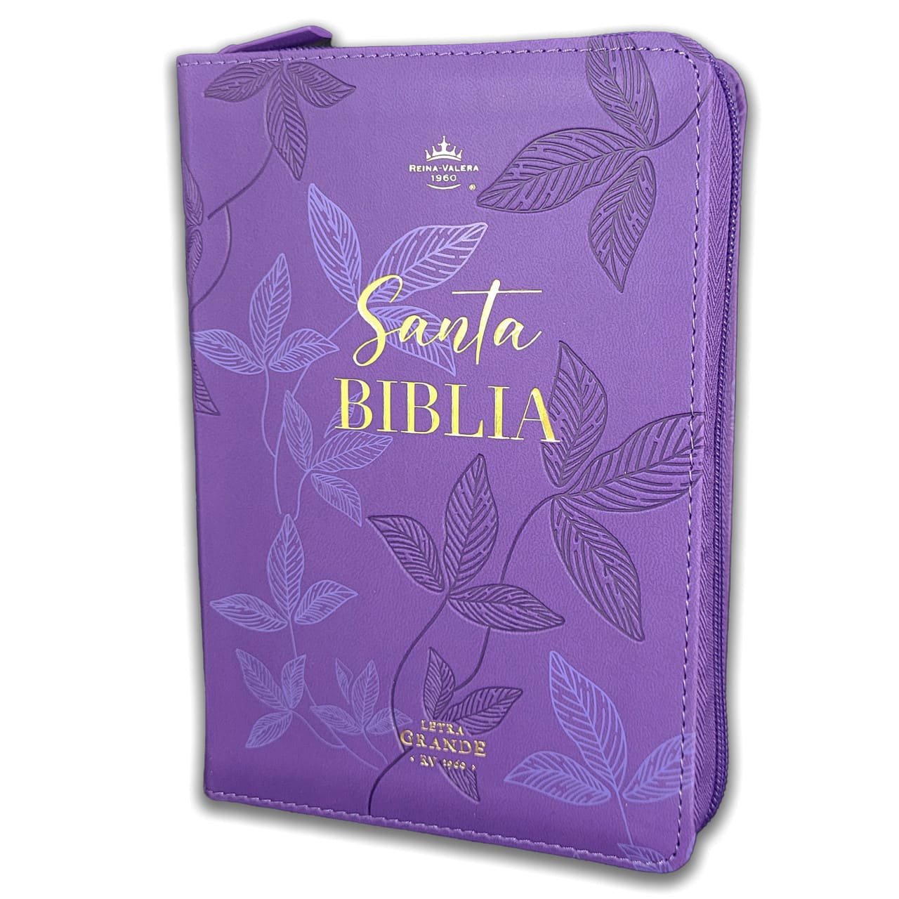 Biblia Reina Valera 1960 045Cz L 10P 13X18 Pjr Lila Con Hojas Primaverales