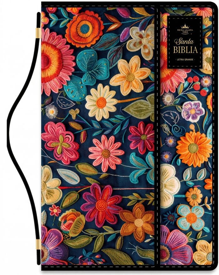 Biblia Reina Valera 1960 Exquisita – Con Concordancia – Letra 11 pts – 14x22 cm – Tapa PU – Impacto Floral – Con Manija y Broche