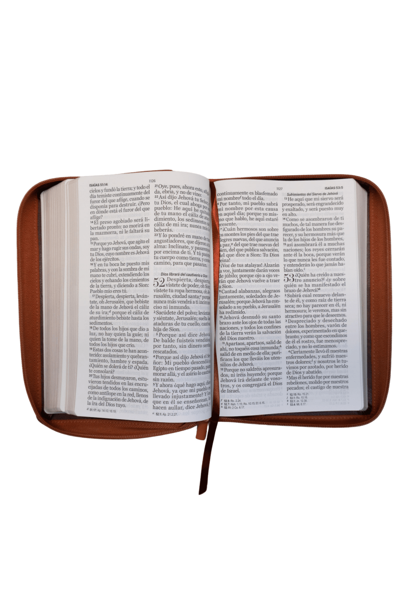 Biblia Reina Valera 1960 – 068 – Con Concordancia – Letra 14 pts – 14x21 cm – Cierre – Marrón/Naranja – León de Judá