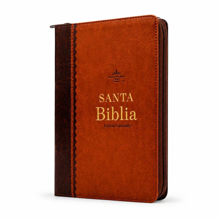 Biblia Reina Valera 1960 – Con Concordancia – Letra 11 pts – 16x23 cm – Palabras de Jesús en Rojo – Cierre – Café Refinado