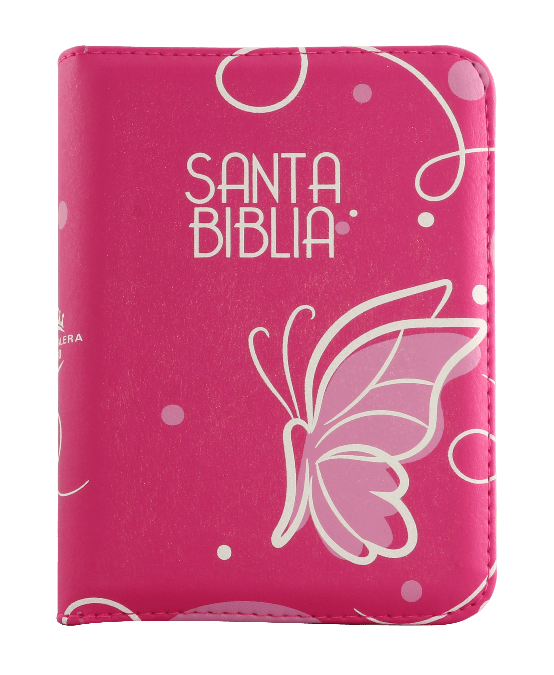Biblia Reina Valera 1960 – 025 – Con Concordancia – Letra 8 pts – 10,5x14,5 cm – Palabras de Jesús en Rojo – Cierre – Fucsia