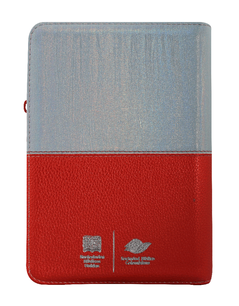 Biblia Reina Valera 1960 – 056 – Con Concordancia – Letra 10 pts – 15,5x21 cm – Palabras de Jesús en Rojo – Cierre con Índice – Tapa PU Naranja/Blanco