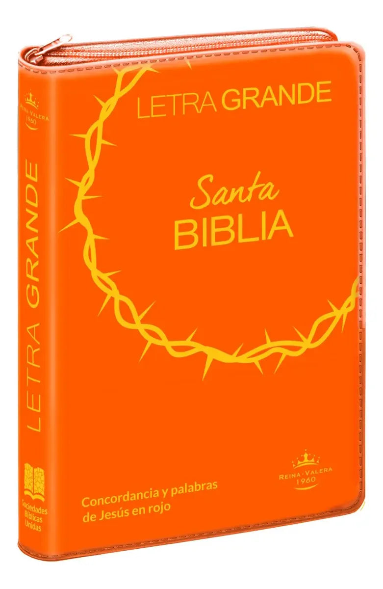 Biblia Reina Valera 1960 Letra 12p PJR cierre índice Covertex Naranja