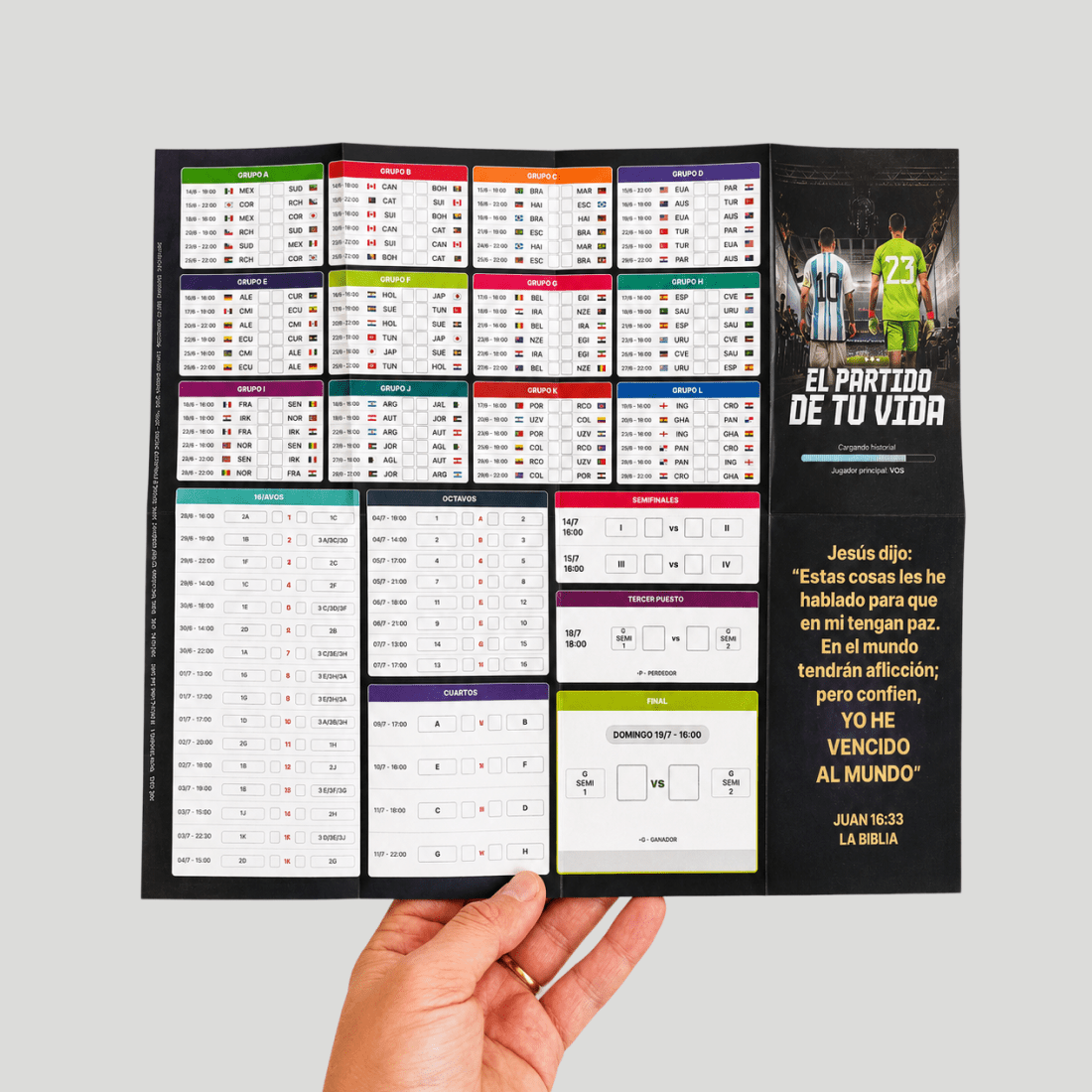 Fixture Mundial 2026 – Póster evangelístico desplegable (PACK x300)