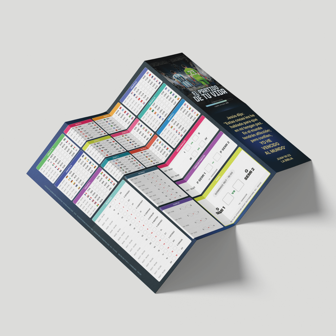 Fixture Mundial 2026 – Póster evangelístico desplegable (PACK x50)