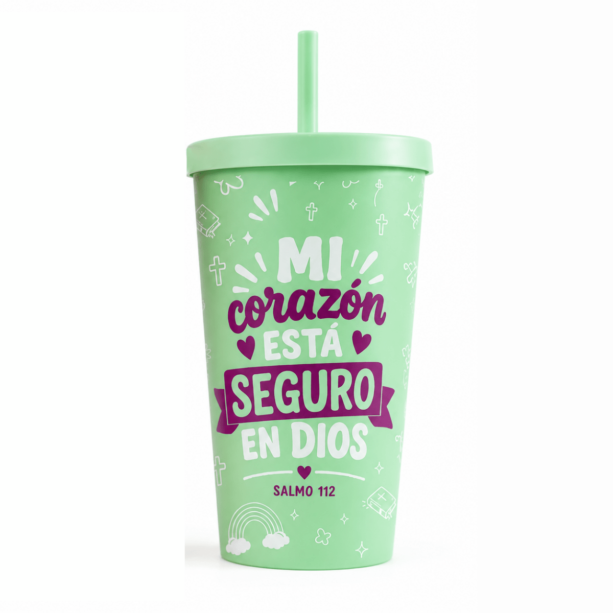 Vaso con Tapa y Sorbete - Teen + Infantil - Mi Corazón Esta Seguro