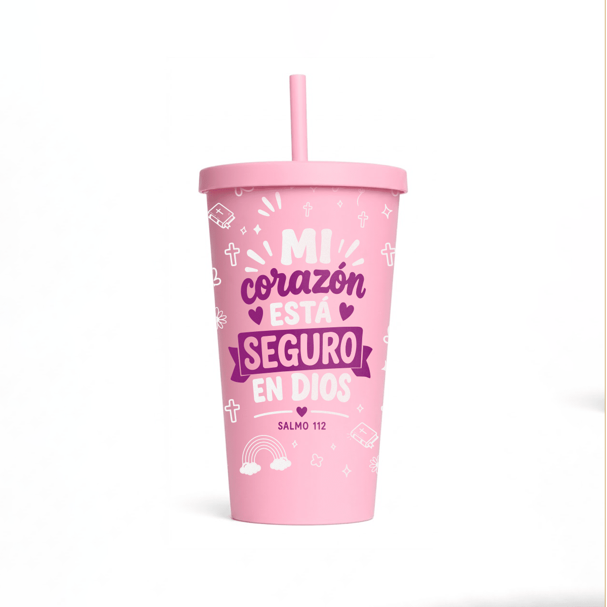 Vaso con Tapa y Sorbete - Teen + Infantil - Mi Corazón Esta Seguro