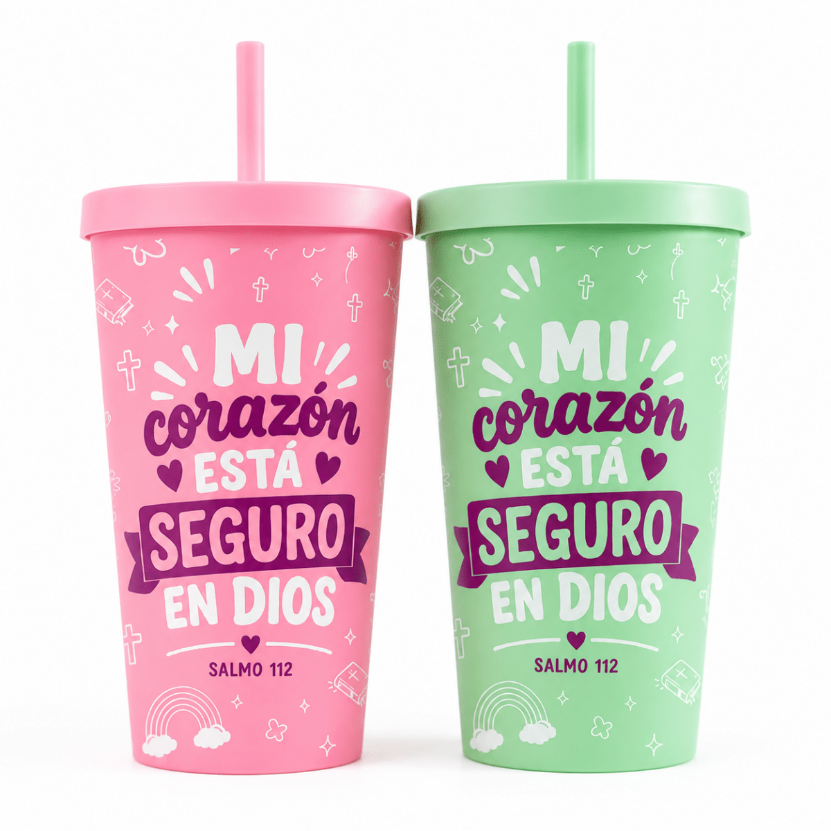Vaso con Tapa y Sorbete - Teen + Infantil - Mi Corazón Esta Seguro