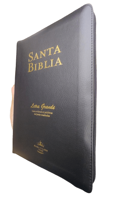 Biblia Reina Valera 1960 Letra Grande Concordancia Cierre Tapa Fina PU Negro Palabras de Jesús en Cursiva