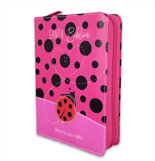 Biblia RVR60 025 cz PJR Primor Rosa/fúcsia Mariquita con topos