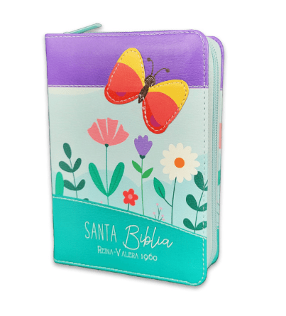 Biblia RVR60 025 cz PJR Primor Lila/azul/turquesa Mariposa