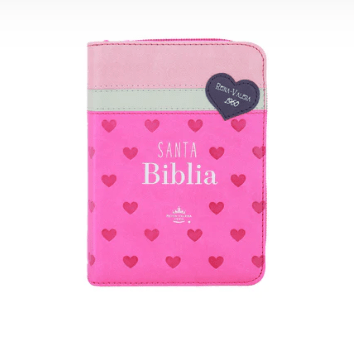 Biblia RVR60 025 cz PJR Primor Fucsia/Blanco/Rosa con corazones