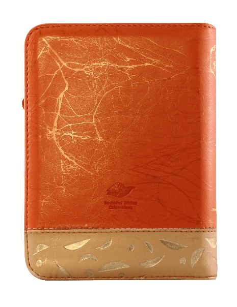 Biblia Reina Valera 1960 Cierre PJR letra mediana Naranja Beige Canto Dorado