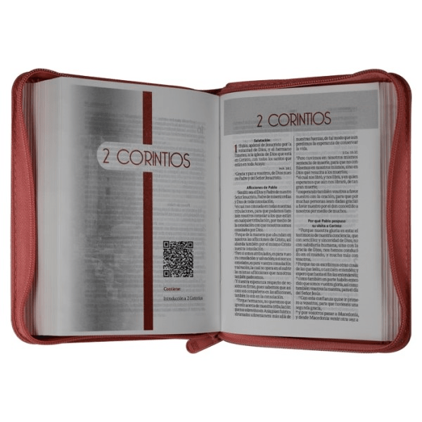 Biblia Reina Valera 1960 Concordancia Cierre Chica 12x17Cm Letra 6 Puntos Fucsia Canto Blanco Qr