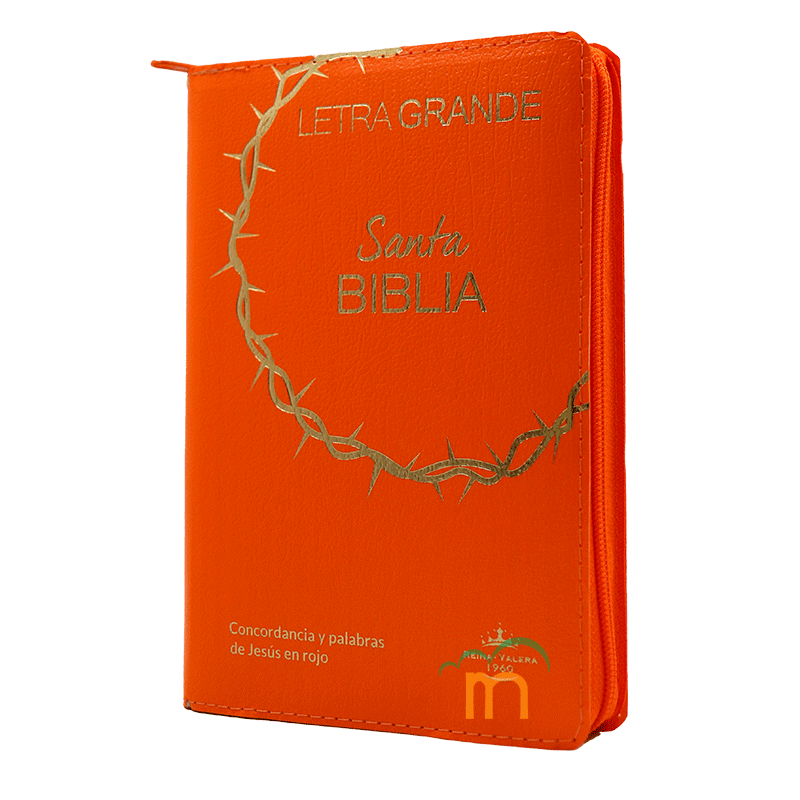 Biblia Reina Valera 1960 Letra 12p PJR cierre índice Covertex Naranja