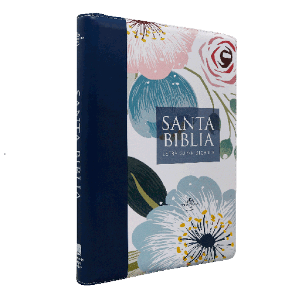 Biblia Reina Valera 1960 Letra Gigante Cierre Flores Azul