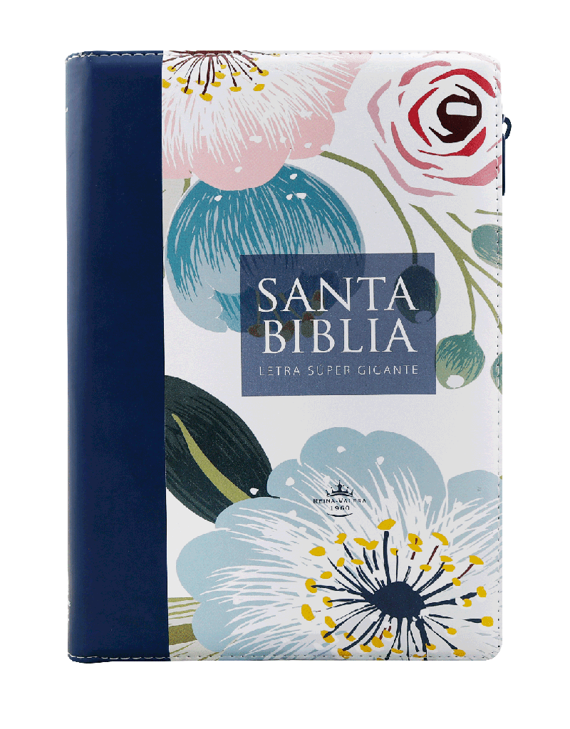 Biblia Reina Valera 1960 Letra Gigante Cierre Flores Azul