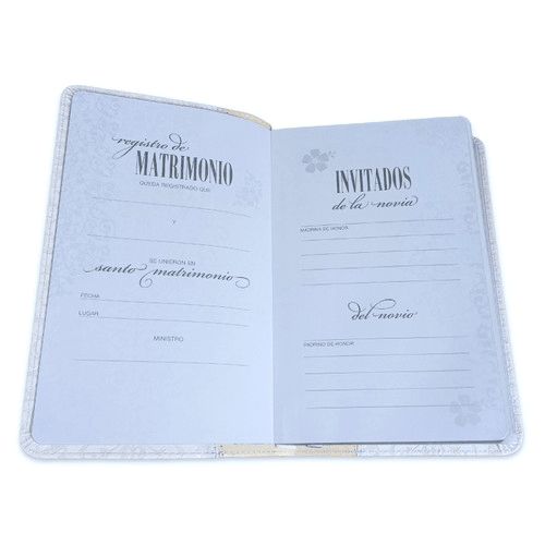 Biblia Reina Valera 1960 Recuerdo De Boda Filigrana Blanca/Rosa Palo Simil Piel