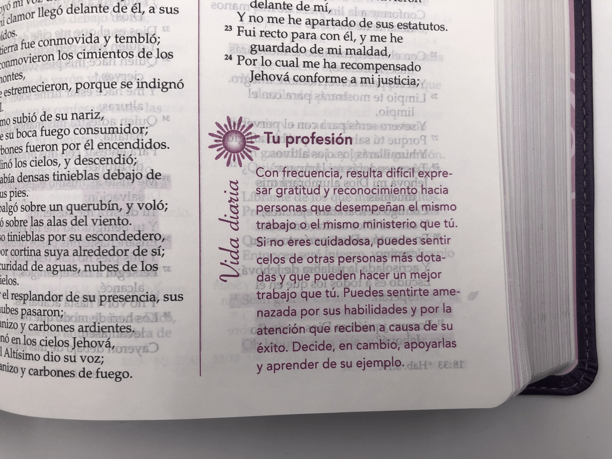 Biblia De Estudio De La Mujer Conforme Al Corazón De Dios Simil piel morado