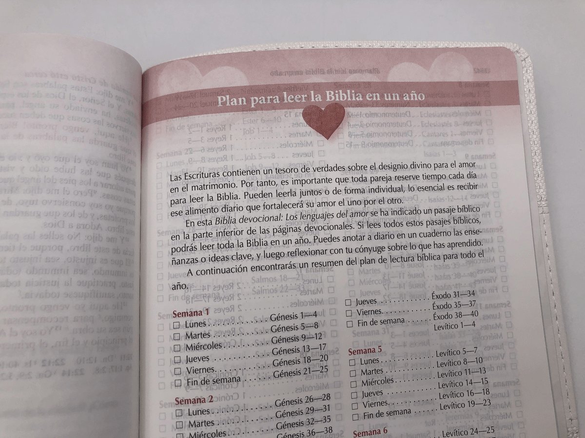 Biblia De Estudio Devocional Los Lenguajes Del Amor Simil piel Blanco