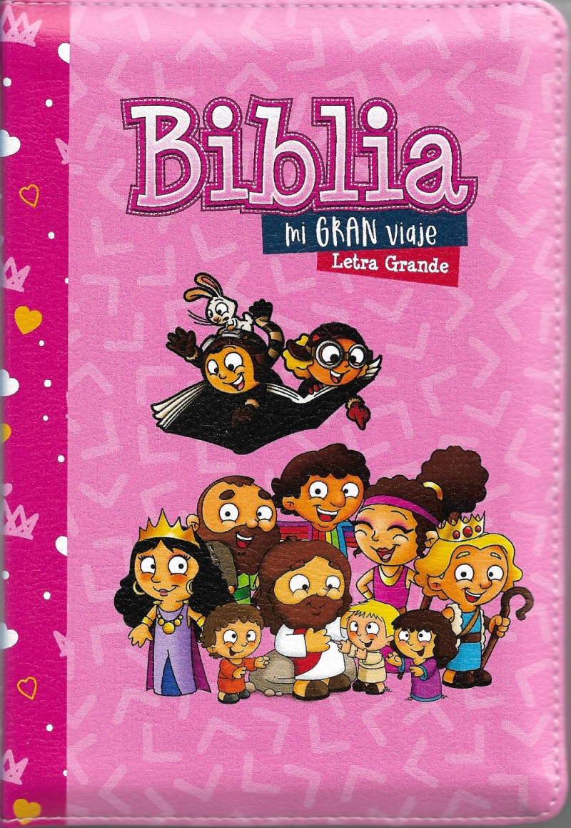 Biblia Reina Valera 1960 · 12x17 cm · Letra 10 pt · Con cierre · Colección Mi Gran Viaje tapa imitación piel rosa