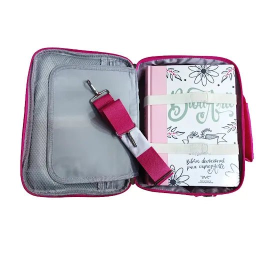 Biblia Devocional BibliArte · Reina Valera Contemporánea · Letra grande 12 puntos · Tapa Dura Revestida en Tela Rosa y Blanco + Bolso de regalo para transportarla