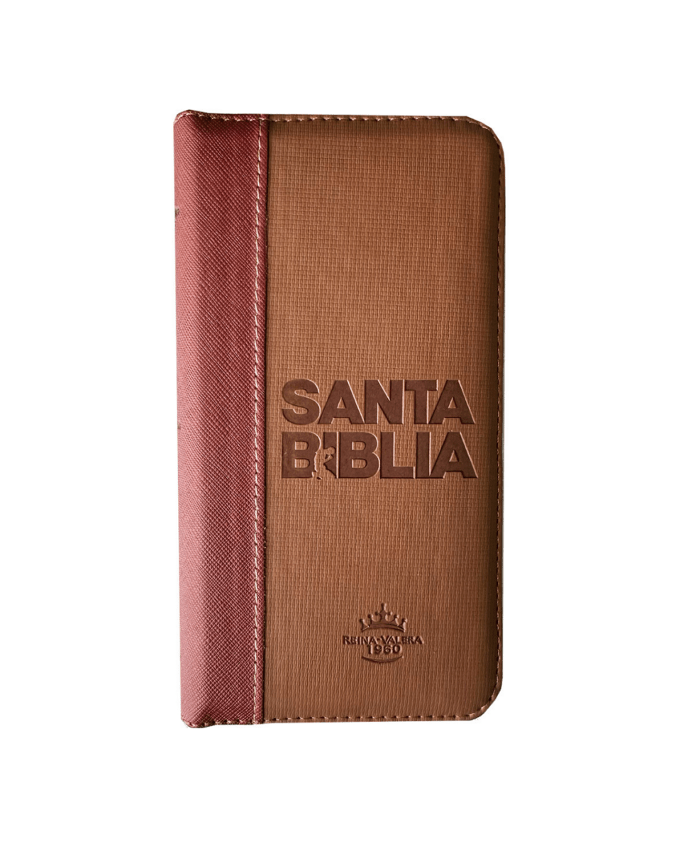 Biblia Reina Valera 1960 – 036 – Con Concordancia – Letra 8 pts – 8,5x16,5 cm – Palabras de Jesús en Rojo – Cierre con Índice – Tapa PU Marron