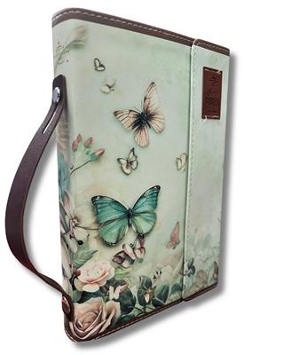 Biblia Reina Valera 1960 Exquisita – Con Concordancia – Letra 11 pts – 14x22 cm – Tapa PU – Mariposas en Primavera – Con Manija y Broche