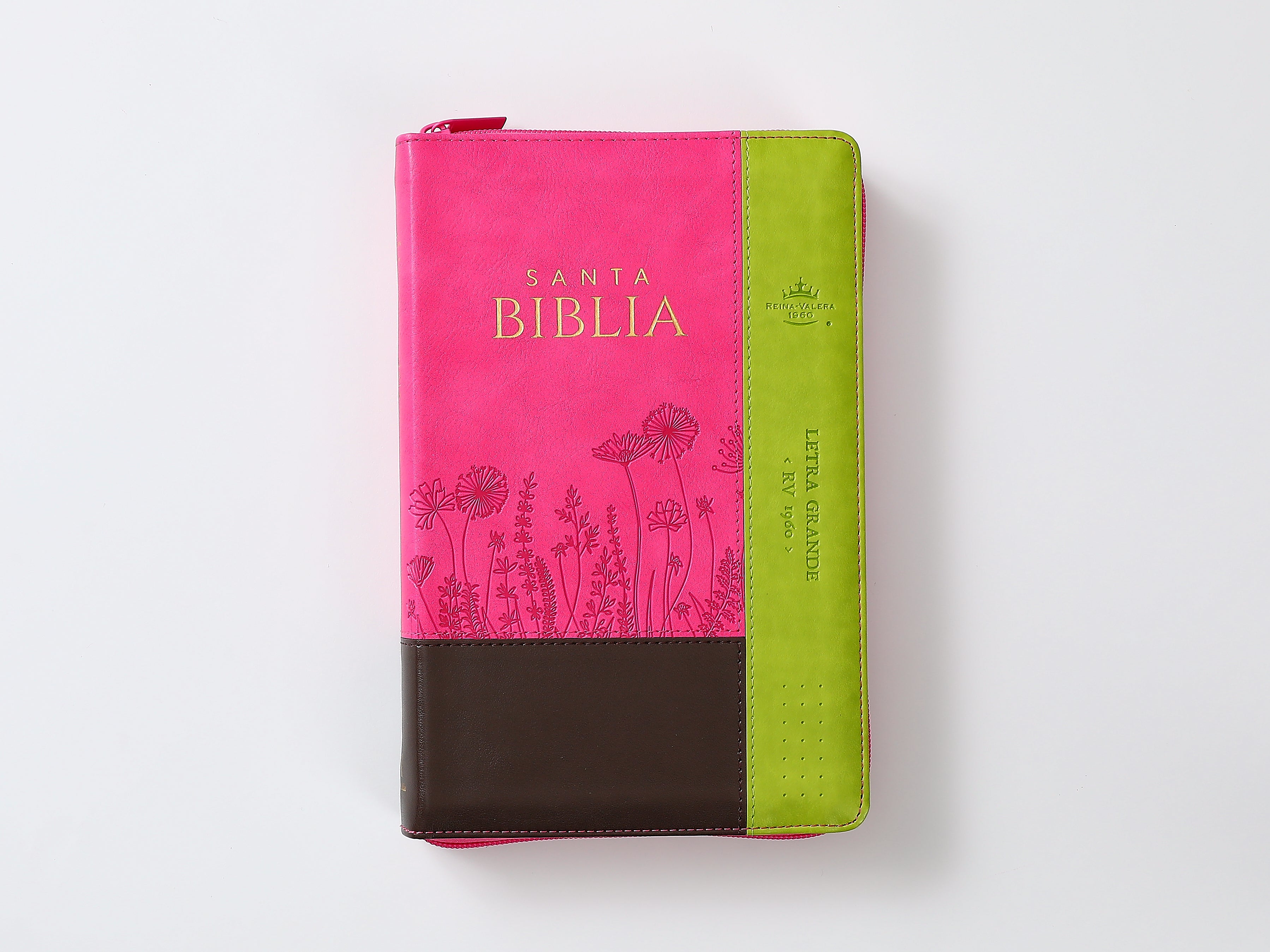 Biblia RVR065LG czti PJR Inspiración Flores Marrón/Fúcsia/Lima