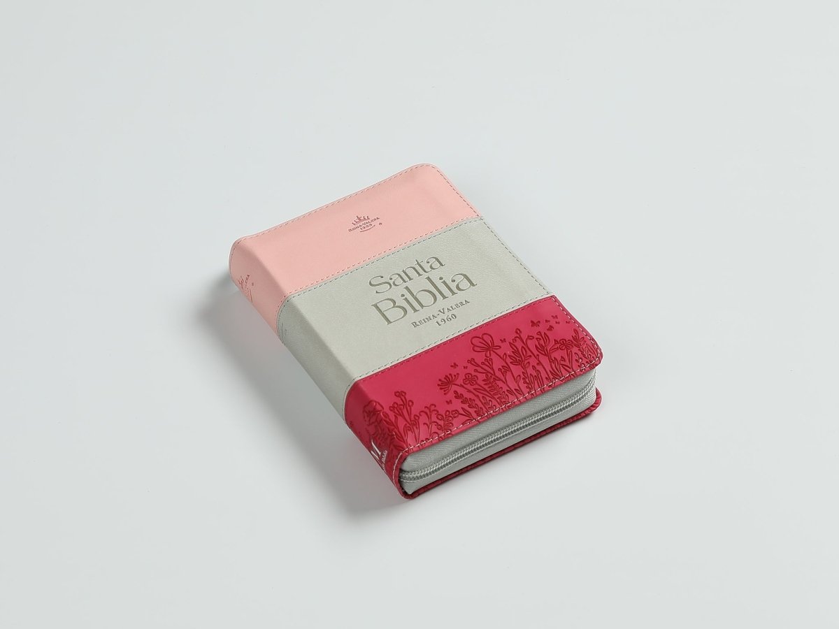 Biblia Reina Valera 1960 – 025 – Con Concordancia – Letra 8 pts – 10x14 cm – Cierre – Indice- Tricolor Rosa/Blanco/Fucsia