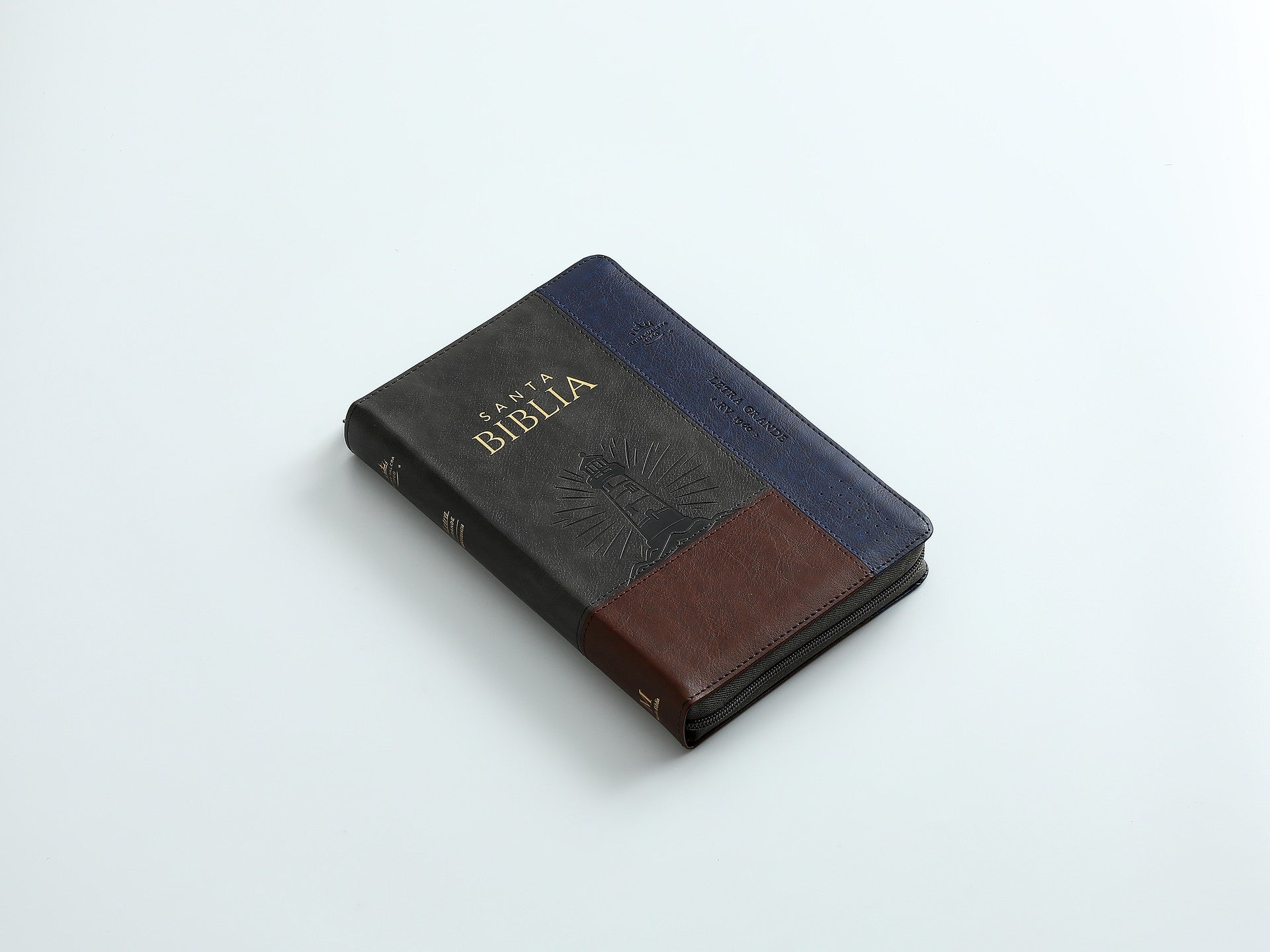 Biblia Reina Valera 1960 065Czti Lg 12P 15 X 23 cm Concordancia Cierre Indice Letra Grande Faro Marrón/Gris/Azul