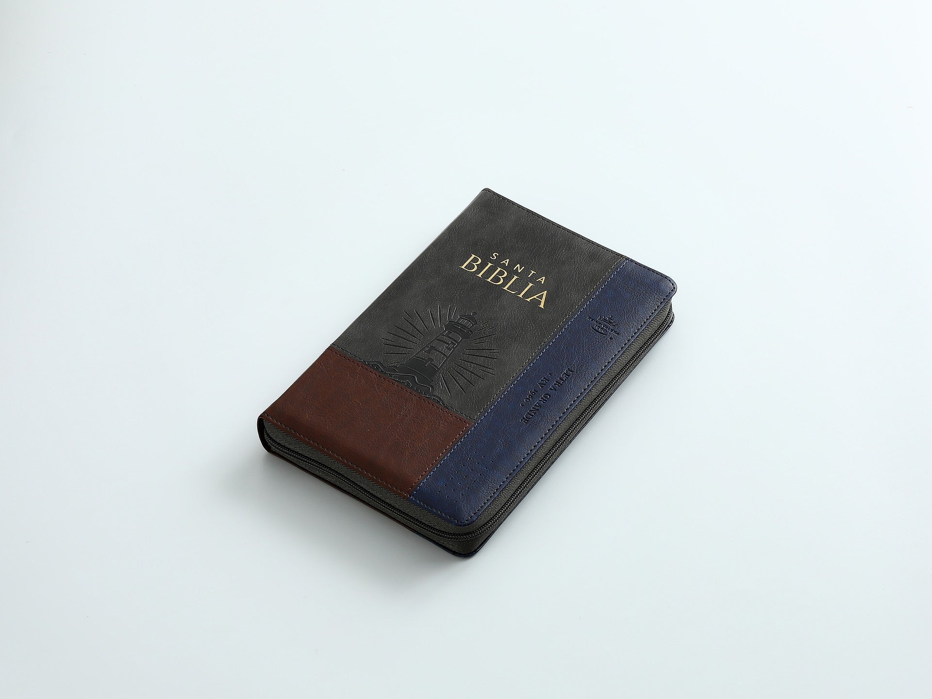 Biblia Reina Valera 1960 065Czti Lg 12P 15 X 23 cm Concordancia Cierre Indice Letra Grande Faro Marrón/Gris/Azul