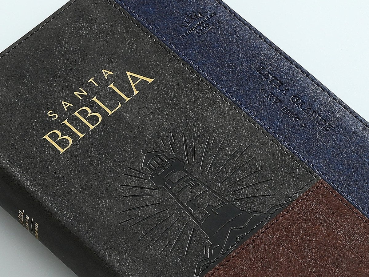 Biblia Reina Valera 1960 065Czti Lg 12P 15 X 23 cm Concordancia Cierre Indice Letra Grande Faro Marrón/Gris/Azul
