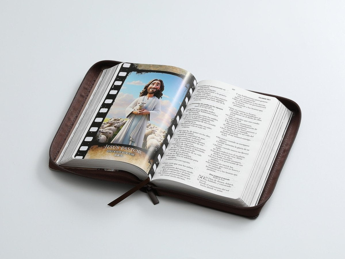 Biblia Reina Valera 1960 065Cz Lg 12P 14X21 Héroes Imitación Piel Café/Café Con Cierre