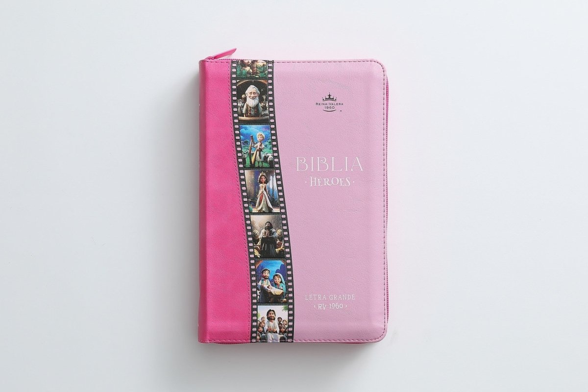 Biblia Reina Valera 1960 065Cz Lg 12P 14X21 Héroes Imitación Piel Rosa/Rosa Con Cierre