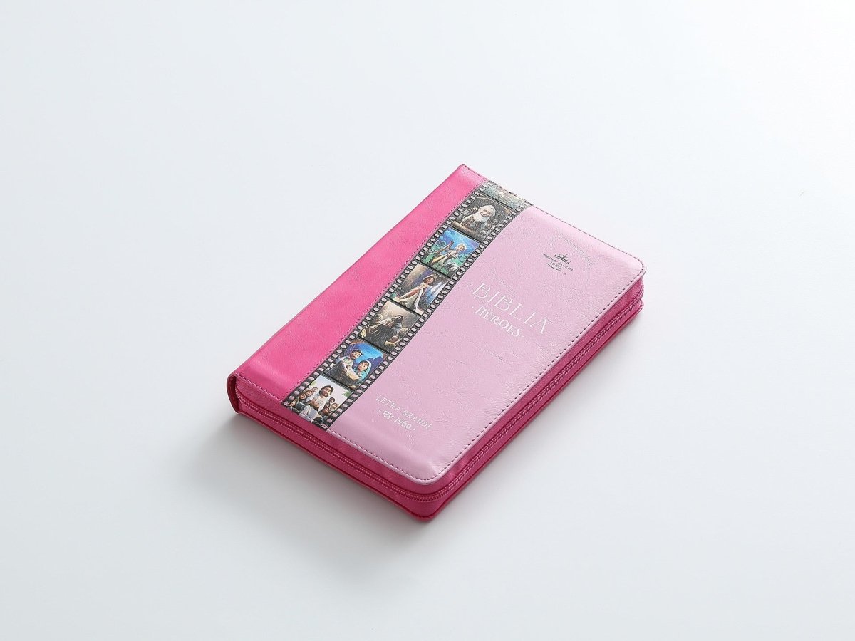 Biblia Reina Valera 1960 065Cz Lg 12P 14X21 Héroes Imitación Piel Rosa/Rosa Con Cierre