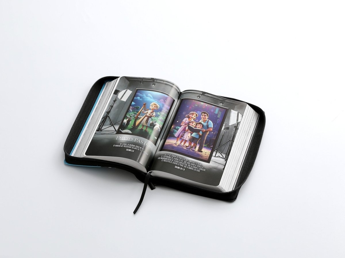 Biblia Reina Valera 1960 065Cz Lg 12P 14X21 Héroes I/Piel Negro/Azul Con Cierre