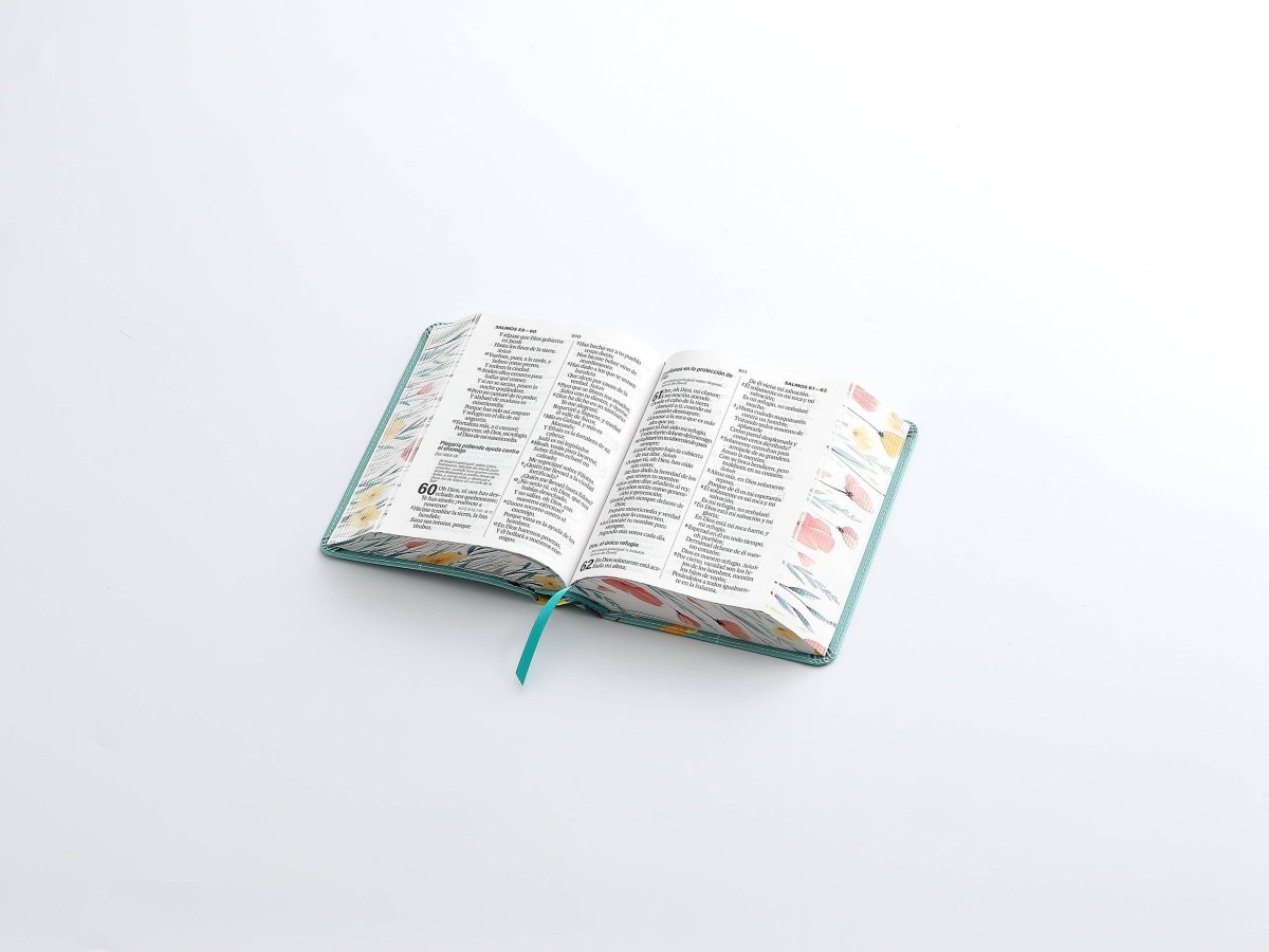 Biblia Reina Valera 1960 045C L 10P 12X17 cm Pjr Cp Flores Turquesa