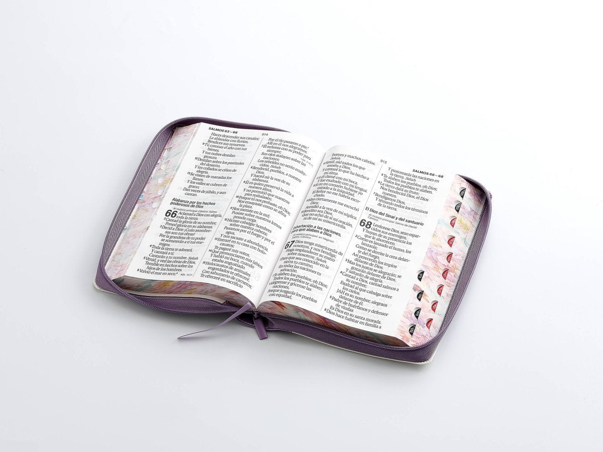 Biblia Reina Valera 1960 – 088 – Con Concordancia – Letra 19 pts – 16x23 cm – Cierre con Índice – Flores Lila