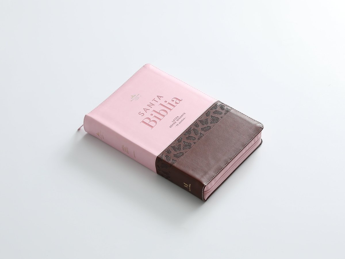 Biblia Reina Valera 1960 – 088 – Con Concordancia – Letra 19 pts – 16x23 cm – Cierre con Índice – Café/Rosa