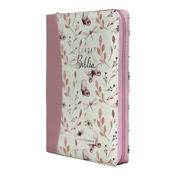 Biblia Reina Valera 1960 – 085 – Con Concordancia – Letra 15 pts – 17x25 cm – Cierre con Índice – Mariposas Rosa