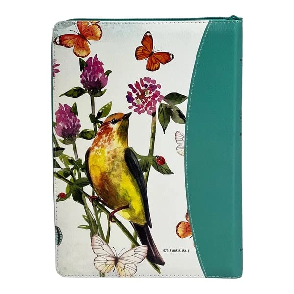 Biblia Reina Valera 1960 – 085 – Con Concordancia – Letra 15 pts – 17x25 cm – Cierre con Índice – Mariposas Turquesa