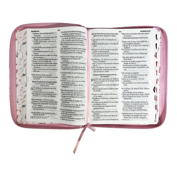 Biblia Reina Valera 1960 – 085 – Con Concordancia – Letra 15 pts – 17x25 cm – Cierre con Índice – Mariposas Rosa