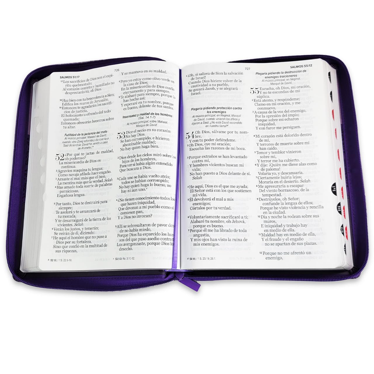 Biblia Reina Valera 1960 – 085 – Con Concordancia – Letra 15 pts – 17x25 cm – Cierre con Índice – Lila/Morado/Negro
