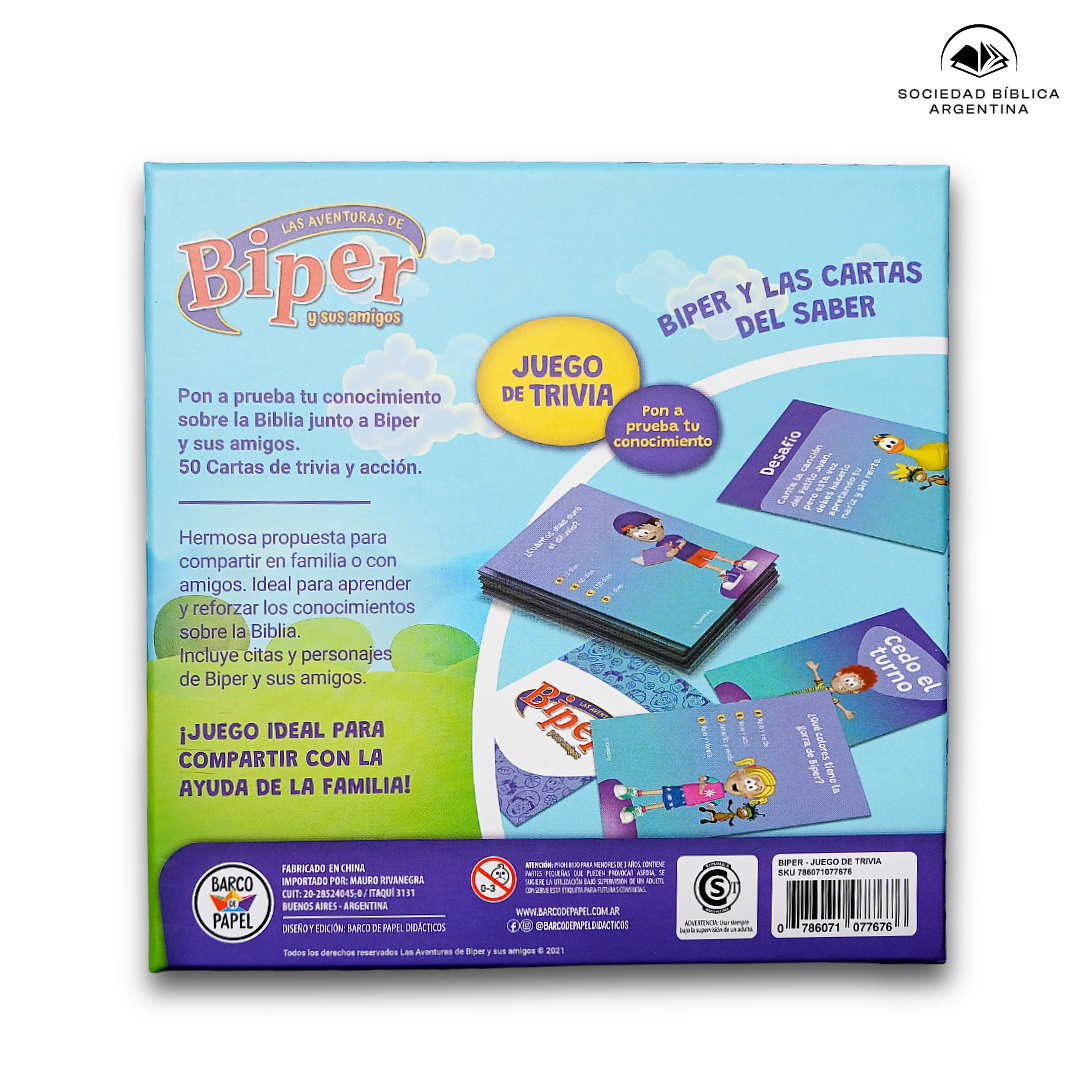 Juego de Trivia Infantil “Biper y las Cartas del Saber”