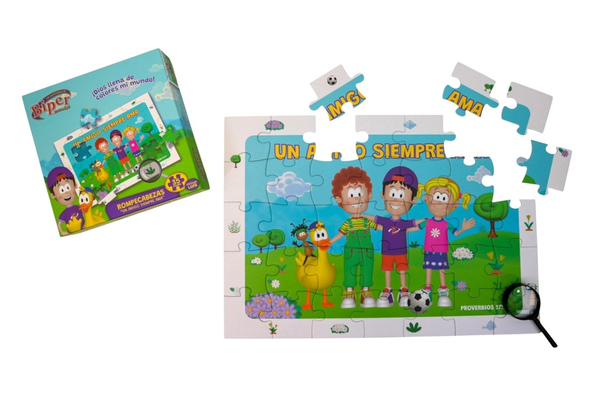 Rompecabezas Infantil Grande 35 Piezas “Un Amigo Siempre Me Ama” – Biper