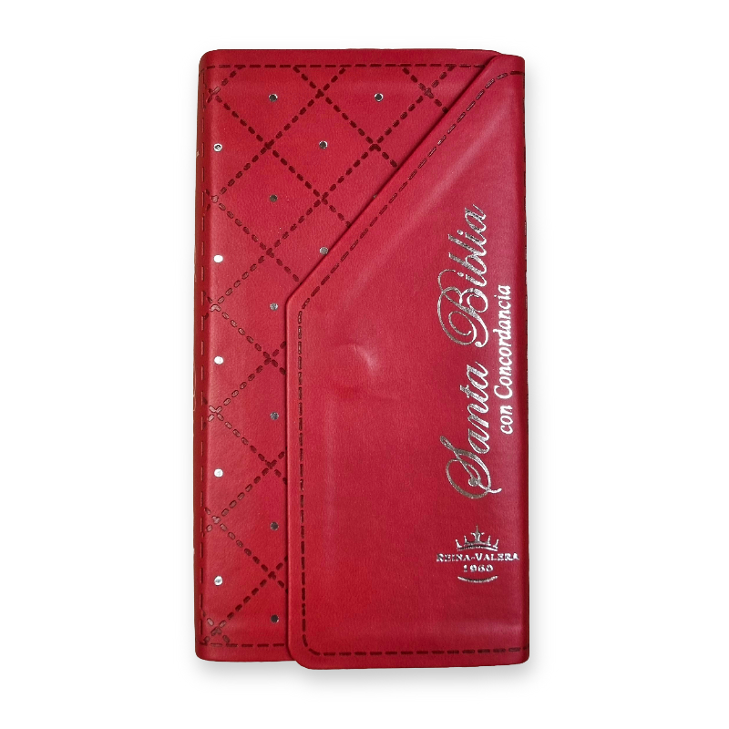 Biblia Reina Valera 1960 – Tapa Imitación Piel Roja Agenda con Broche, con (cierre imán), Concordancia, 10 x 17 cm, Letra 8 Puntos